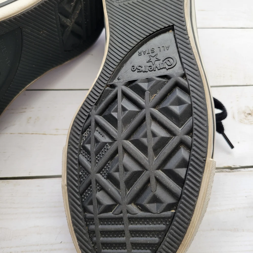 Converse Chuck Taylor All Star Black Glitter Sneakers White‎ Rubber Toe- Size 7